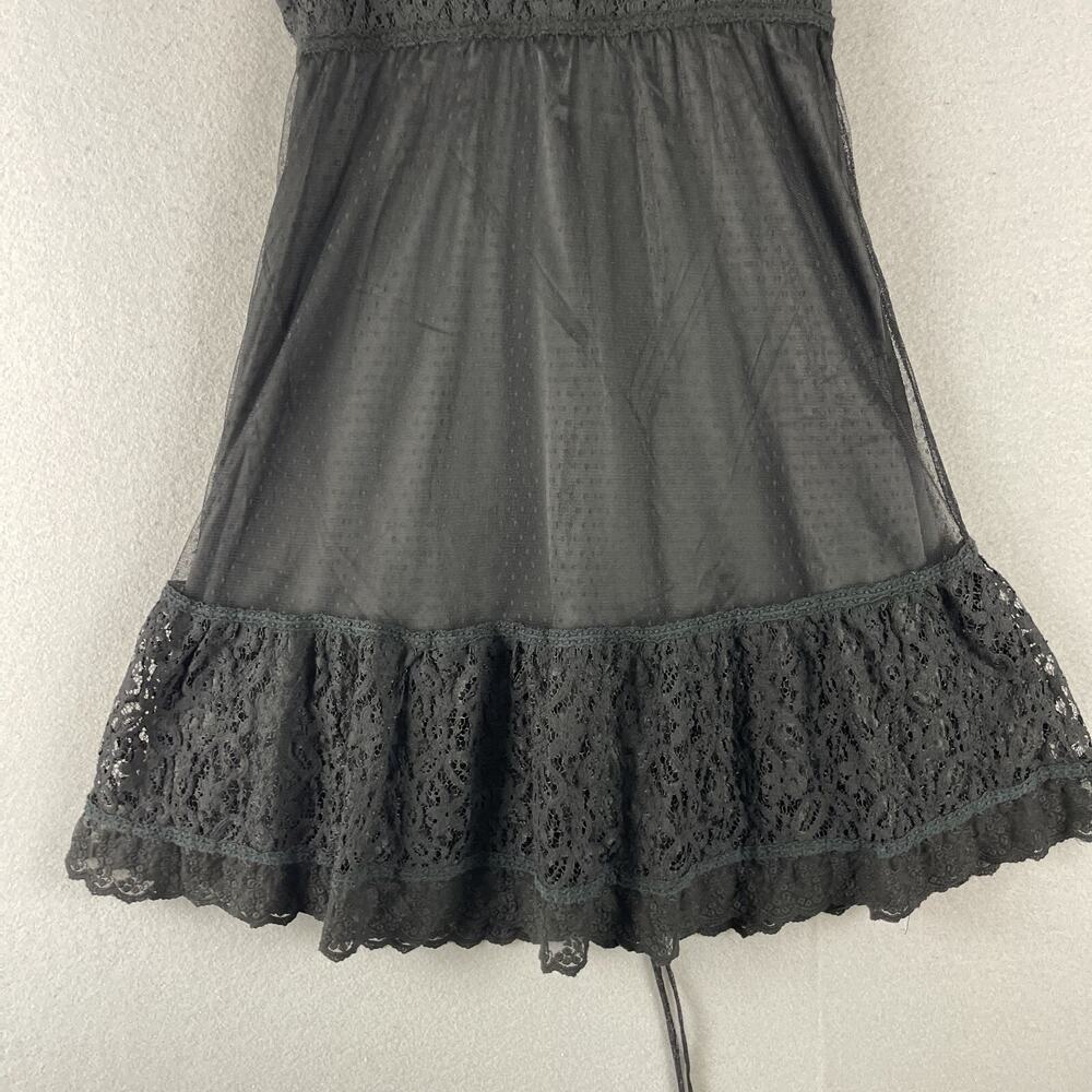 Whimsigoth Fairy Witchy Dress Womens Medium Black Lace Sheer Ruffle Goth Grunge - Picture 3 of 16